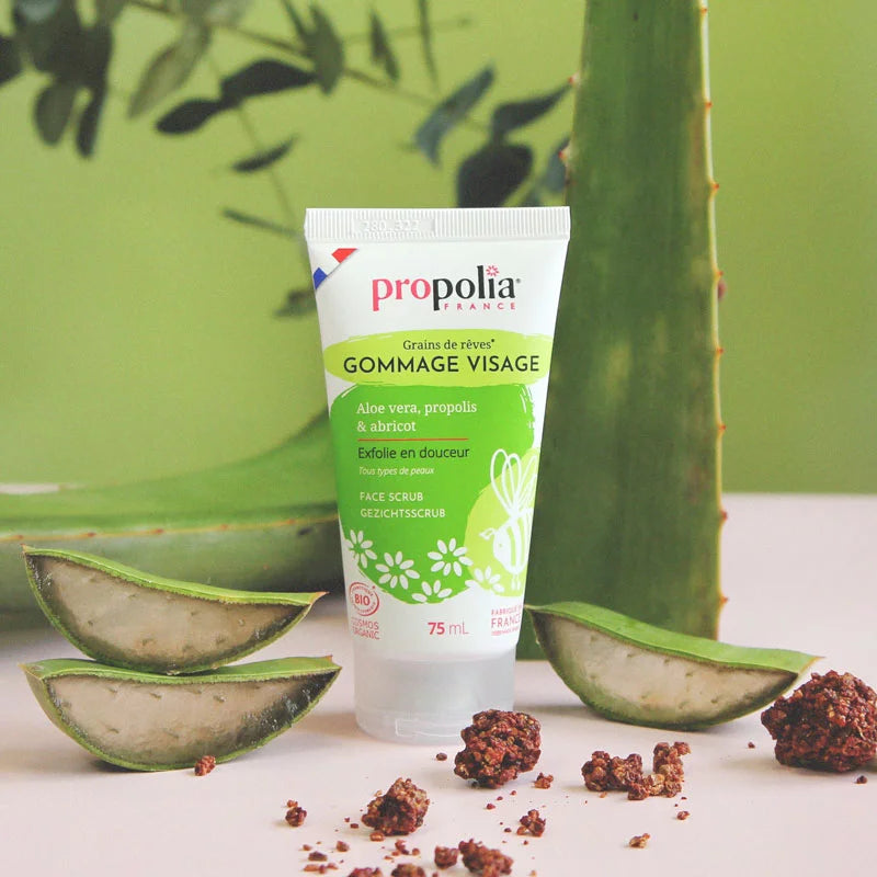 Gelaatscrub propolis, aloë vera en abrikozenpit BIO