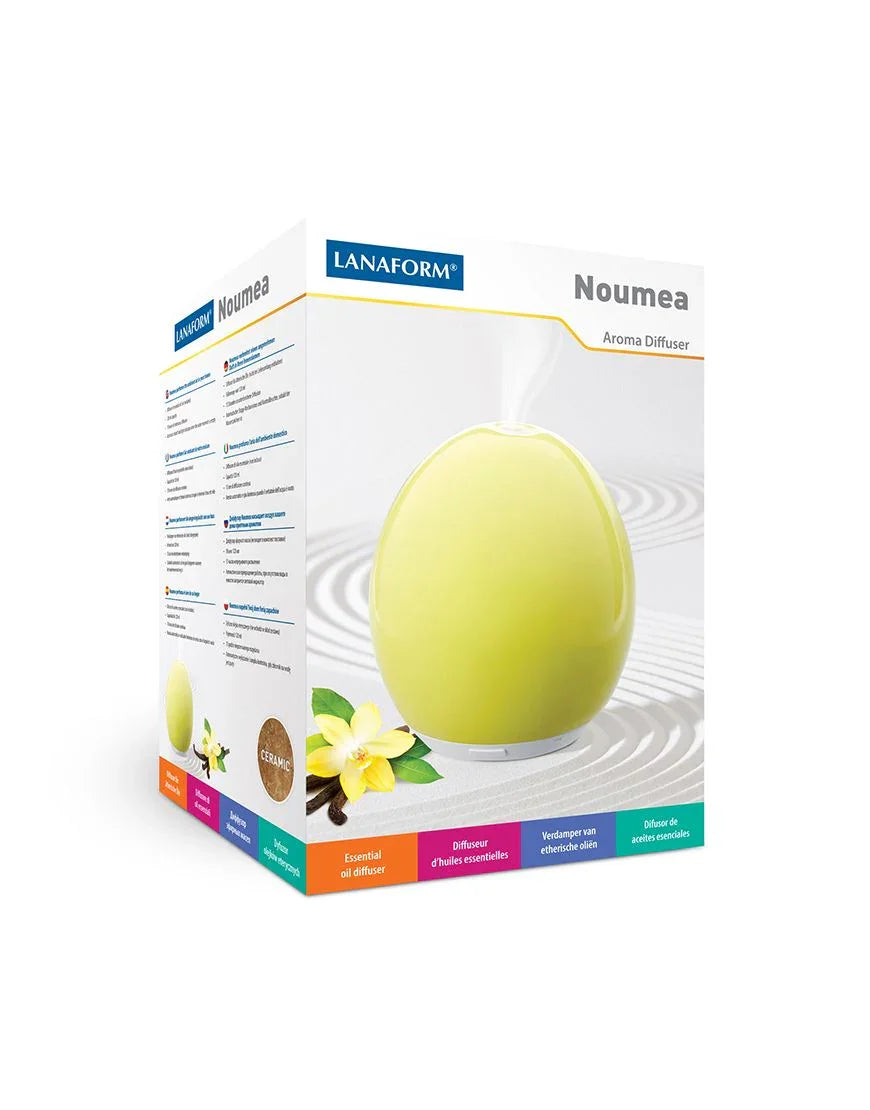 Lanaform Noumea groene aroma diffuser met keramisch design en bloem bij diffuser