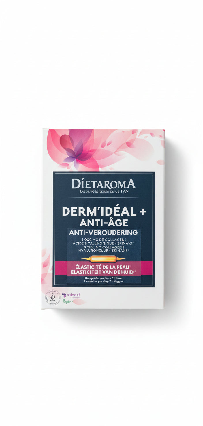 Derm'Idéal + - Anti-aging - Collageen, Co Q10 en hyaluronzuur, 20 ampullen - Premium supplement | Yves Strick