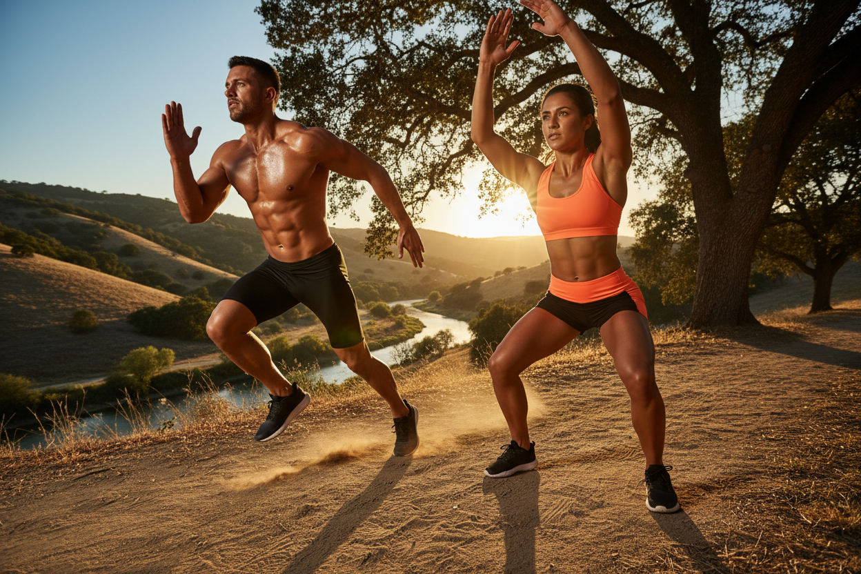 Man en vrouw sporten samen